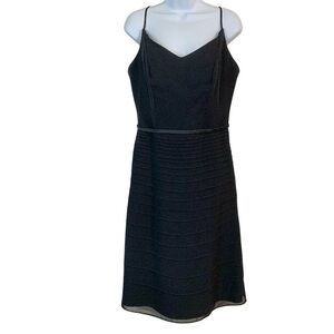 B2  Black Pleated Skirt Cocktail Dress Sz 12